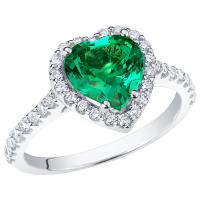 Zlatý halo prsteň s lab-grown smaragdom v tvare srdca a diamantmi Roger