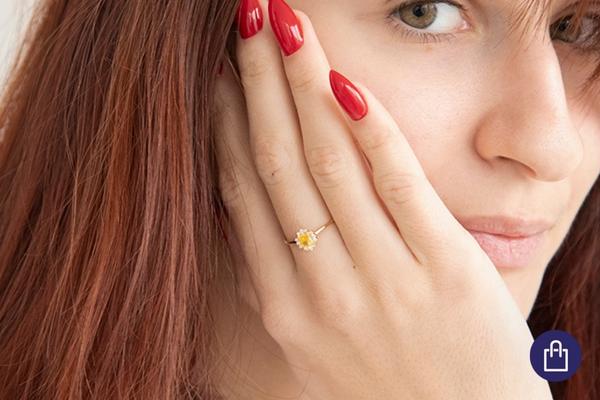 Halo prsteň s certifikovaným žltým lab-grown diamantom