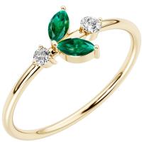 Strieborný cluster prsteň s lab-grown smaragdmi a diamantmi Tyrell