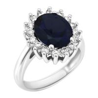 Zlatý prsteň s modrým zafírom a diamantmi Eldria