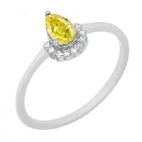 Zásnubný prsteň s certifikovaným fancy yellow lab-grown diamantom Dorean
