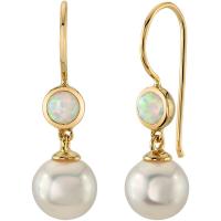 Zlaté perlové náušnice s lab-grown opálmi Truett