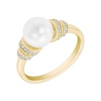 Perlový prsteň zo zlata s diamantmi Getla