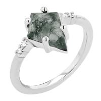Unikátny zásnubný prsteň s machovým achátom a diamantmi Celeste