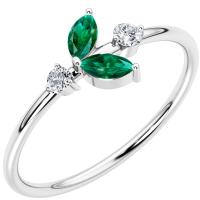 Cluster prsteň s lab-grown smaragdmi a diamantmi Tyrell