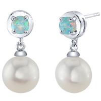 Strieborné perlové náušnice s lab-grown opálmi Billie